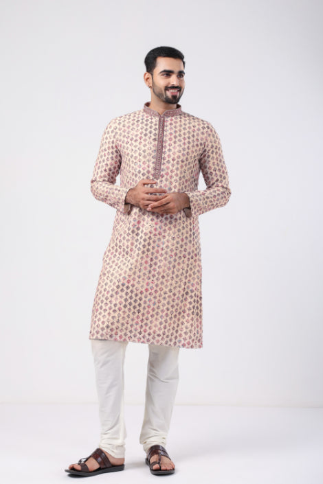 Cream Embroidered Kurta